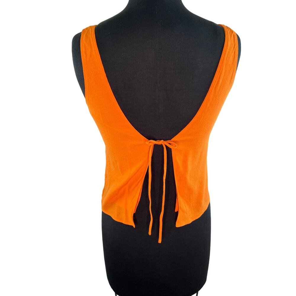Aritzia Wilfred Free Kempner Open Tie-Back Sleeveless Bright Orange Tank 2XS XXS